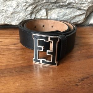 Fendi Black Belt with FF Buckle